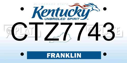 CTZ7743 Kentucky License Plate