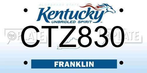 CTZ830 Kentucky License Plate