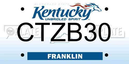 CTZB30 Kentucky License Plate