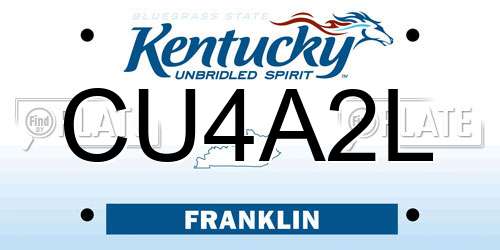 CU4A2L Kentucky License Plate