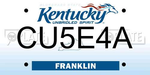 CU5E4A Kentucky License Plate