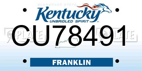 CU78491 Kentucky License Plate