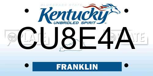 CU8E4A Kentucky License Plate
