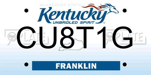 CU8T1G Kentucky License Plate