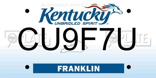 CU9F7U Kentucky License Plate