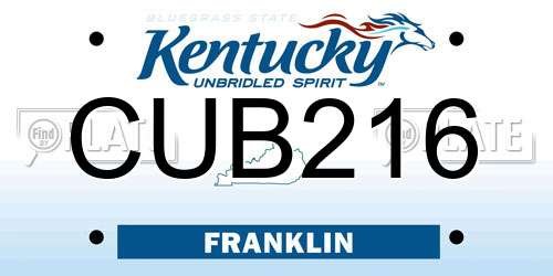 CUB216 Kentucky License Plate