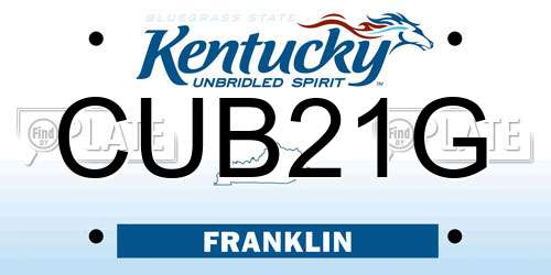 CUB21G Kentucky License Plate