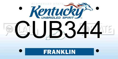 CUB344 Kentucky License Plate