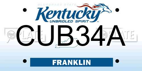 CUB34A Kentucky License Plate