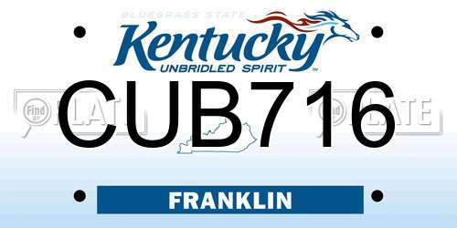 CUB716 Kentucky License Plate