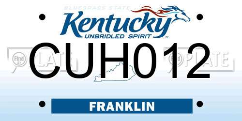 CUH012 Kentucky License Plate