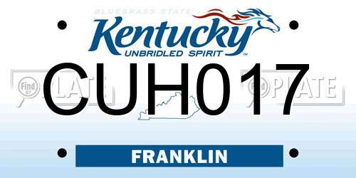 CUH017 Kentucky License Plate