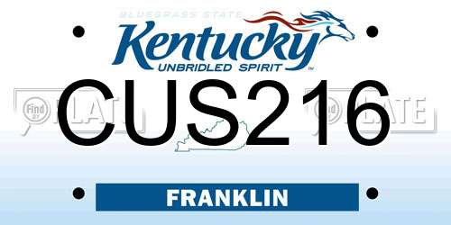CUS216 Kentucky License Plate