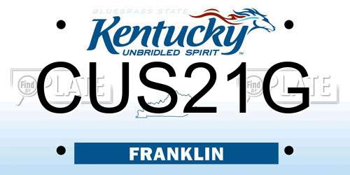 CUS21G Kentucky License Plate