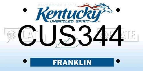 CUS344 Kentucky License Plate