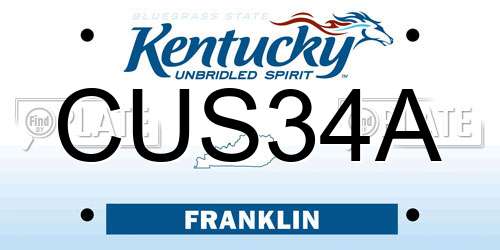 CUS34A Kentucky License Plate