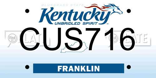 CUS716 Kentucky License Plate