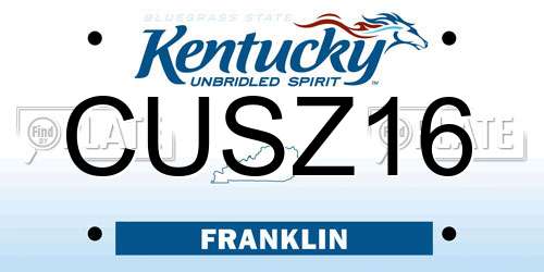 CUSZ16 Kentucky License Plate