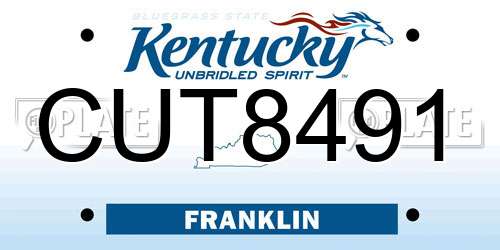 CUT8491 Kentucky License Plate