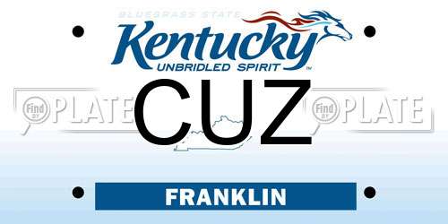 CUZ Kentucky License Plate