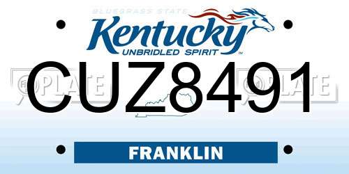 CUZ8491 Kentucky License Plate