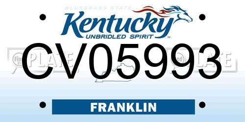 CV05993 Kentucky License Plate