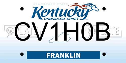 CV1H0B Kentucky License Plate