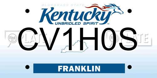 CV1H0S Kentucky License Plate