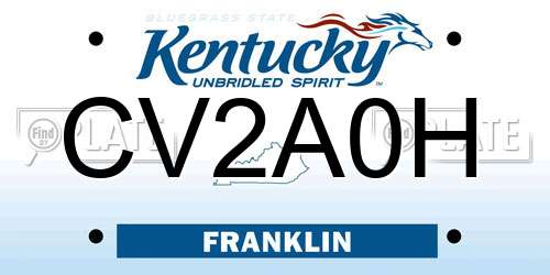 CV2A0H Kentucky License Plate