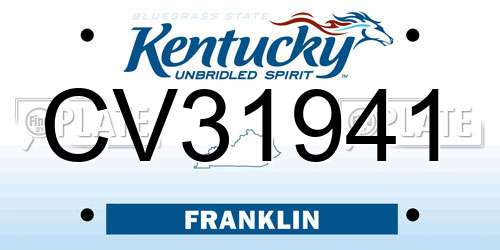 CV31941 Kentucky License Plate
