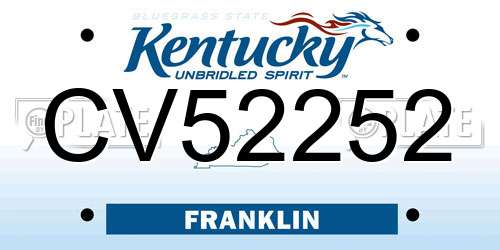 CV52252 Kentucky License Plate