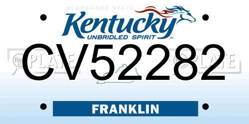 CV52282 Kentucky License Plate