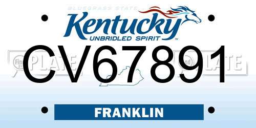 CV67891 Kentucky License Plate