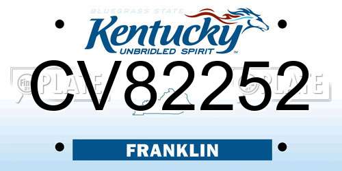 CV82252 Kentucky License Plate