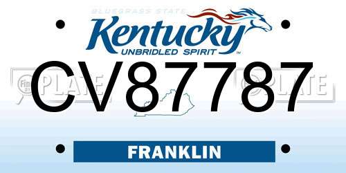 CV87787 Kentucky License Plate