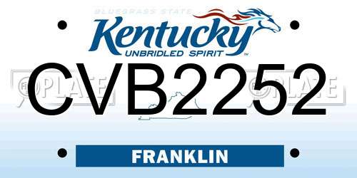 CVB2252 Kentucky License Plate