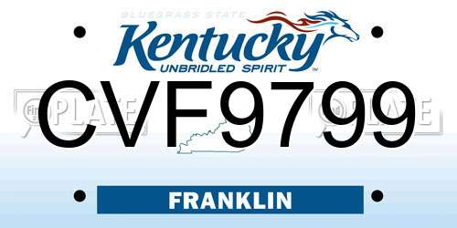 CVF9799 Kentucky License Plate