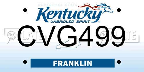 CVG499 Kentucky License Plate