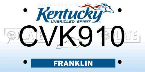 CVK910 Kentucky License Plate