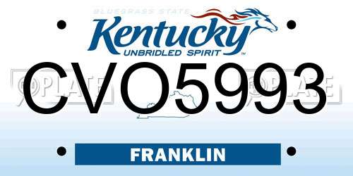 CVO5993 Kentucky License Plate