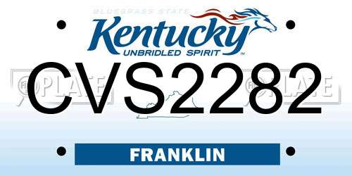 CVS2282 Kentucky License Plate