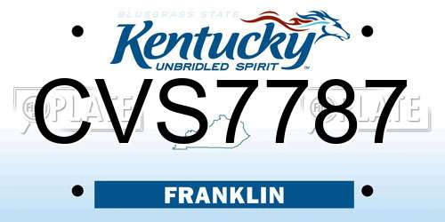 CVS7787 Kentucky License Plate