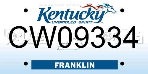 CW09334 Kentucky License Plate