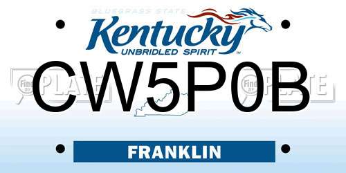 CW5P0B Kentucky License Plate