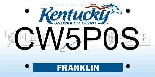 CW5P0S Kentucky License Plate