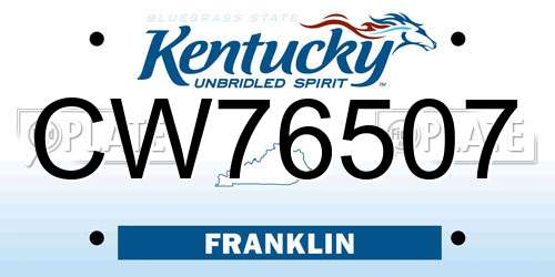 CW76507 Kentucky License Plate