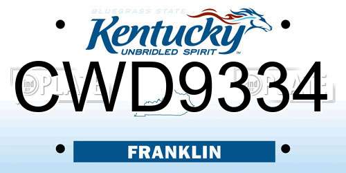CWD9334 Kentucky License Plate