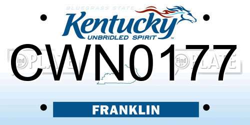 CWN0177 Kentucky License Plate