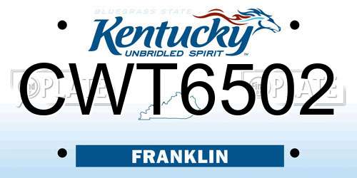 CWT6502 Kentucky License Plate