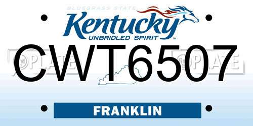 CWT6507 Kentucky License Plate